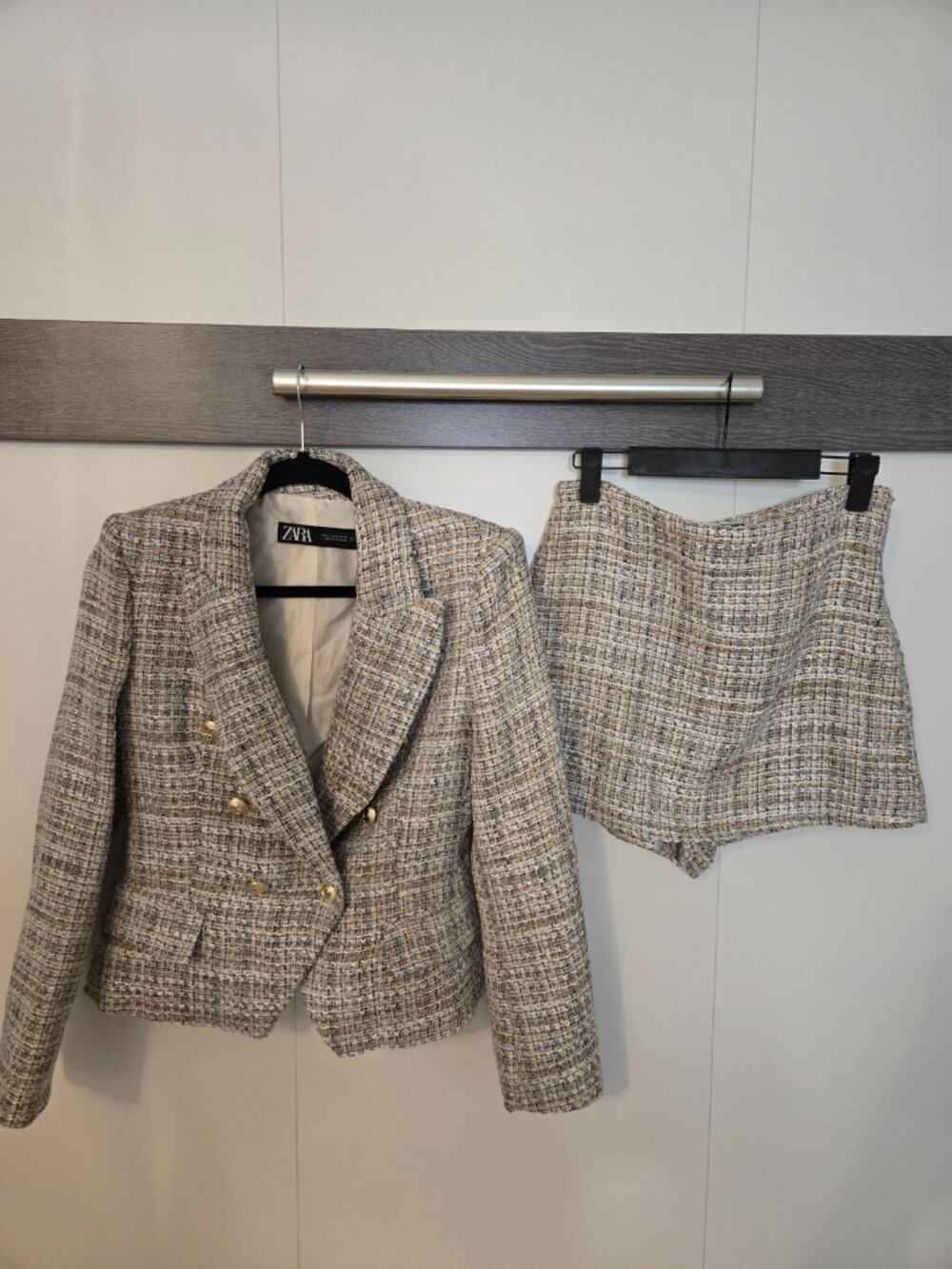 ZARA Tweed Blazer & Mini Skort Matching Set